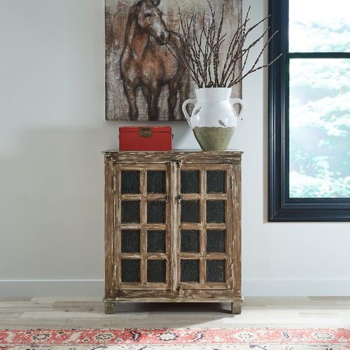 Two-door accent cabinet, antique sienna finish