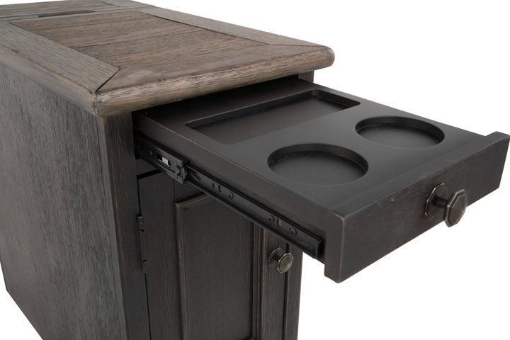 Chairside end table with pull-out tray