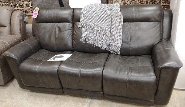 Flexsteel power reclining sofa, leather combination