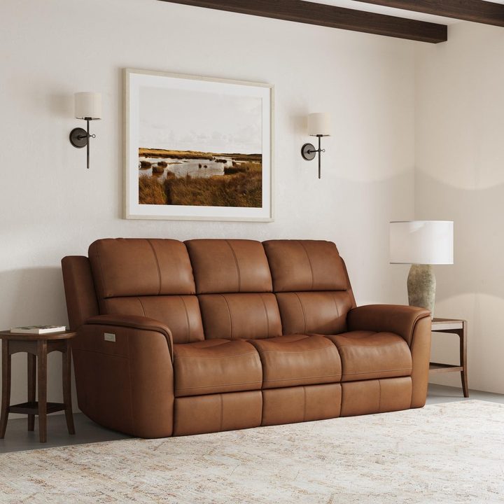 Flexsteel Henry power reclining sofa in Carmel leather
