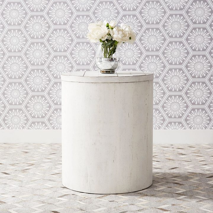 Round drum end table