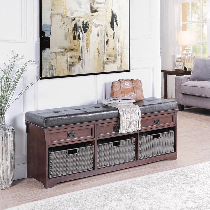Bench with storage baskets